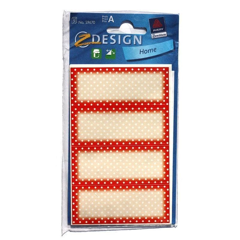 Etykiety do oznaczania 'Red Dots', prostokątne, papier, kolor czerwony