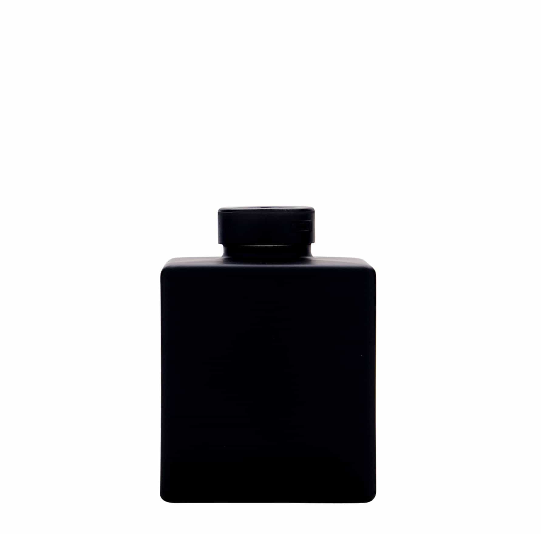 500 ml butelka szklana 'Cube', kwadratowa, kolor czarny, zamknięcie: korek