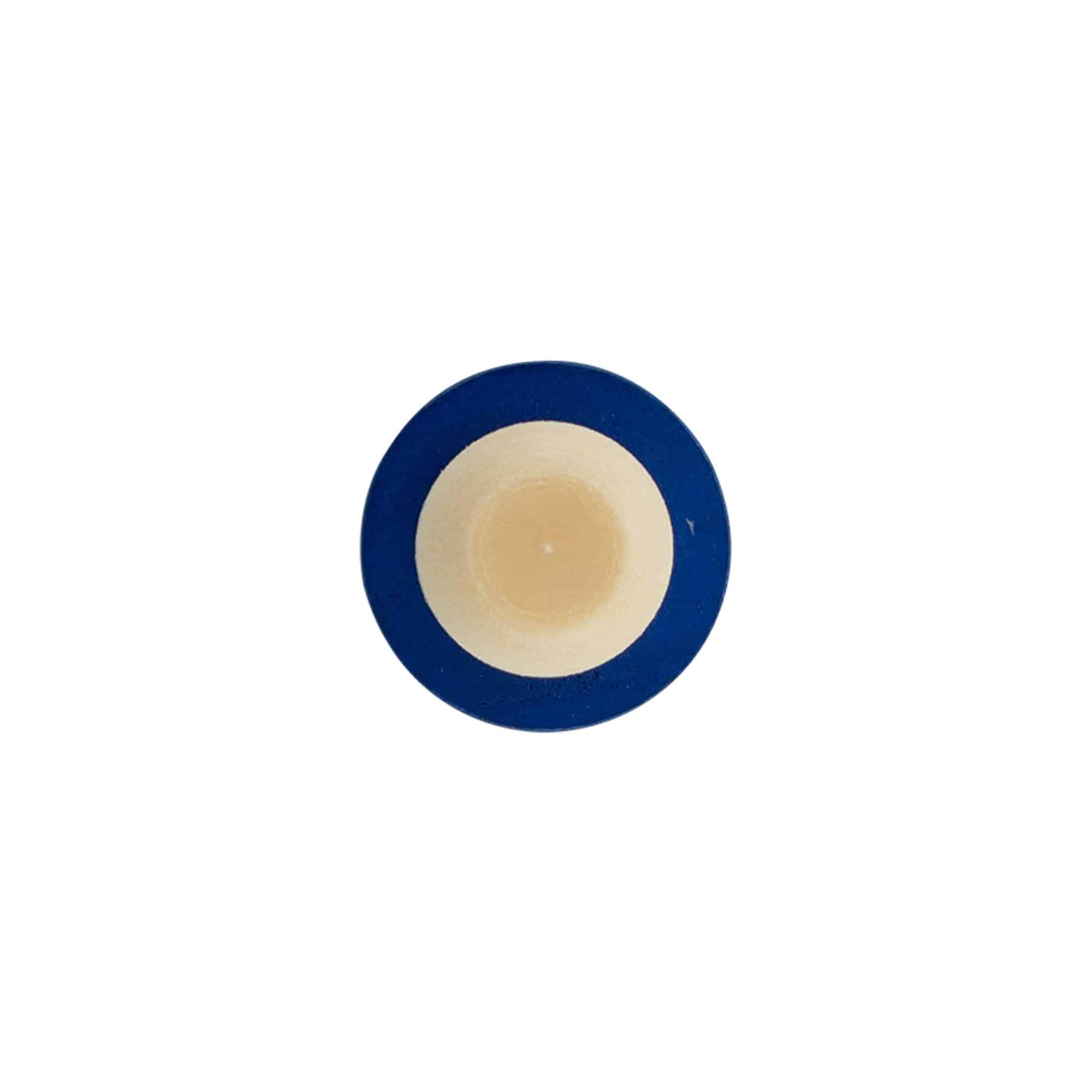 Korek z uchwytem 19 mm, drewno, kolor niebieski, do zamknięcia: korek