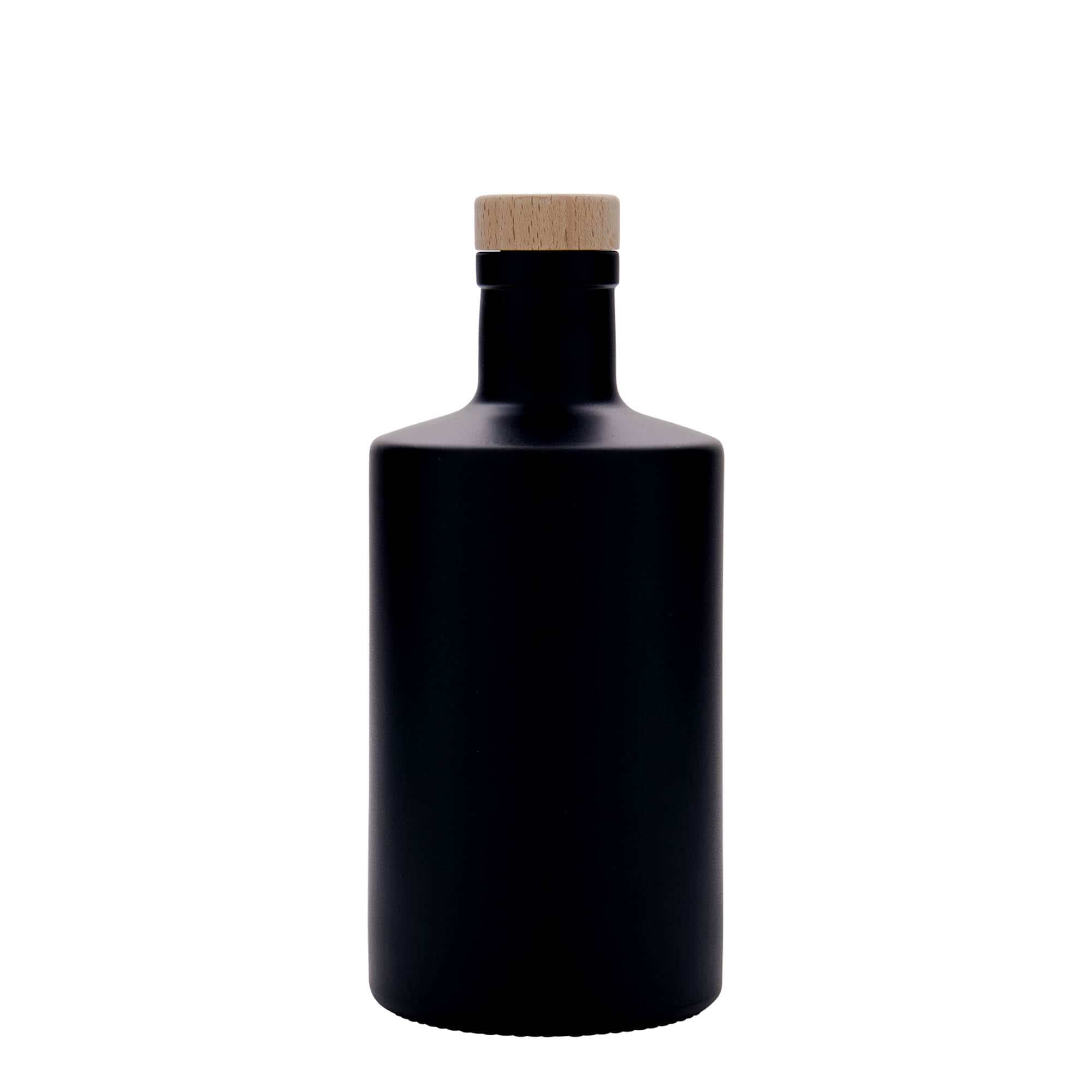 500 ml butelka szklana 'Caroline', kolor czarny, zamknięcie: korek