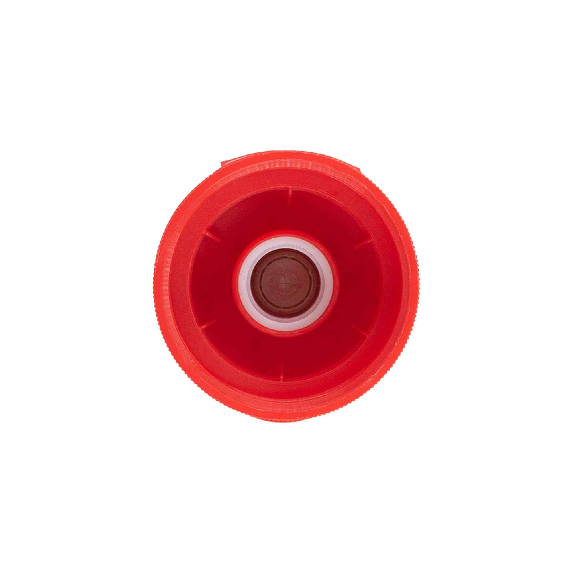 Zakrętka uchylna, tworzywo sztuczne PP, kolor czerwony, do zamknięcia: GPI 38/400