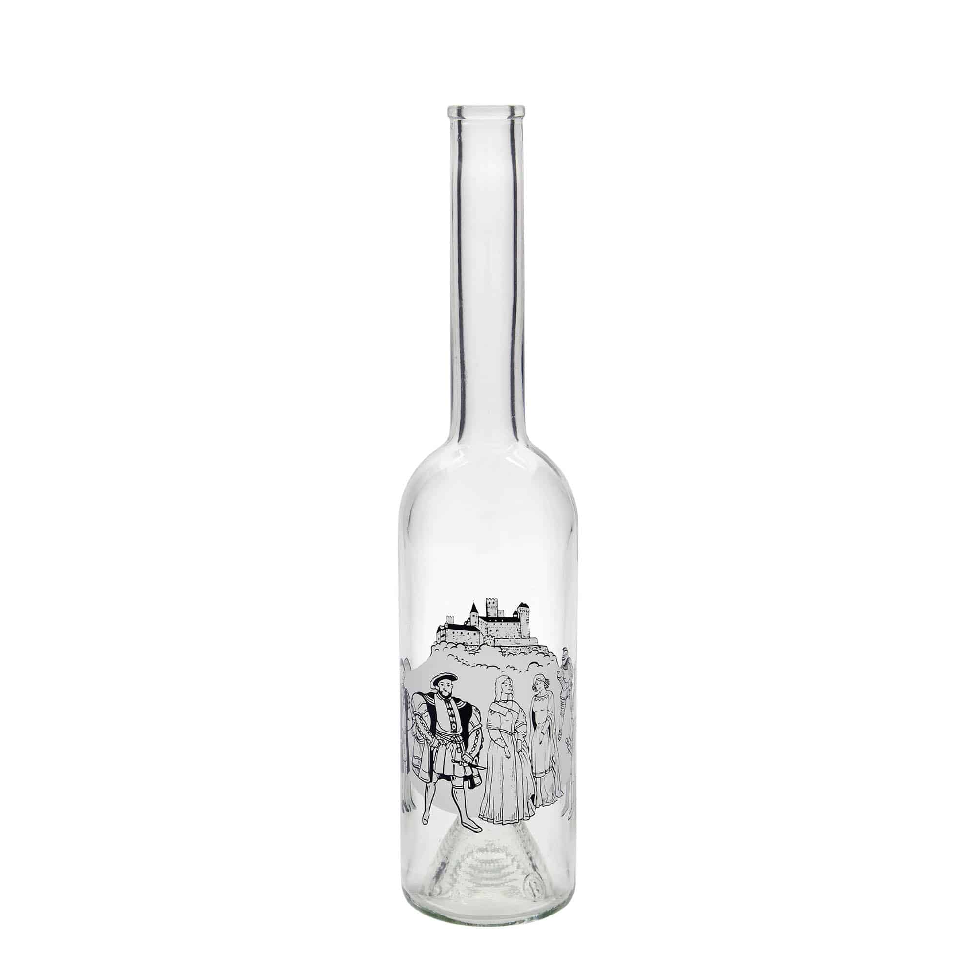 500 ml butelka szklana 'Opera', wzór: średniowiecze, zamknięcie: korek