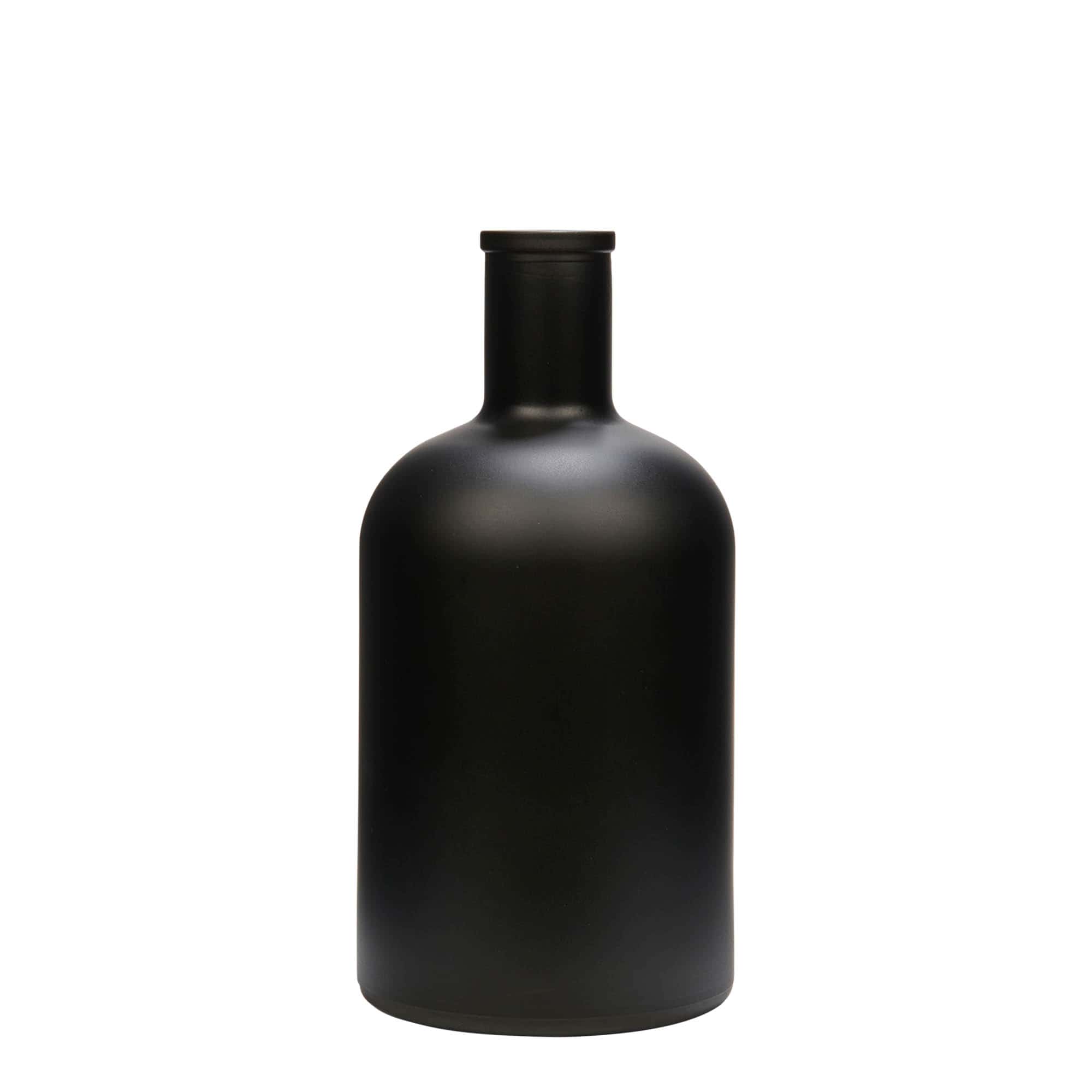 700 ml butelka szklana 'Gerardino', kolor czarny, zamknięcie: korek