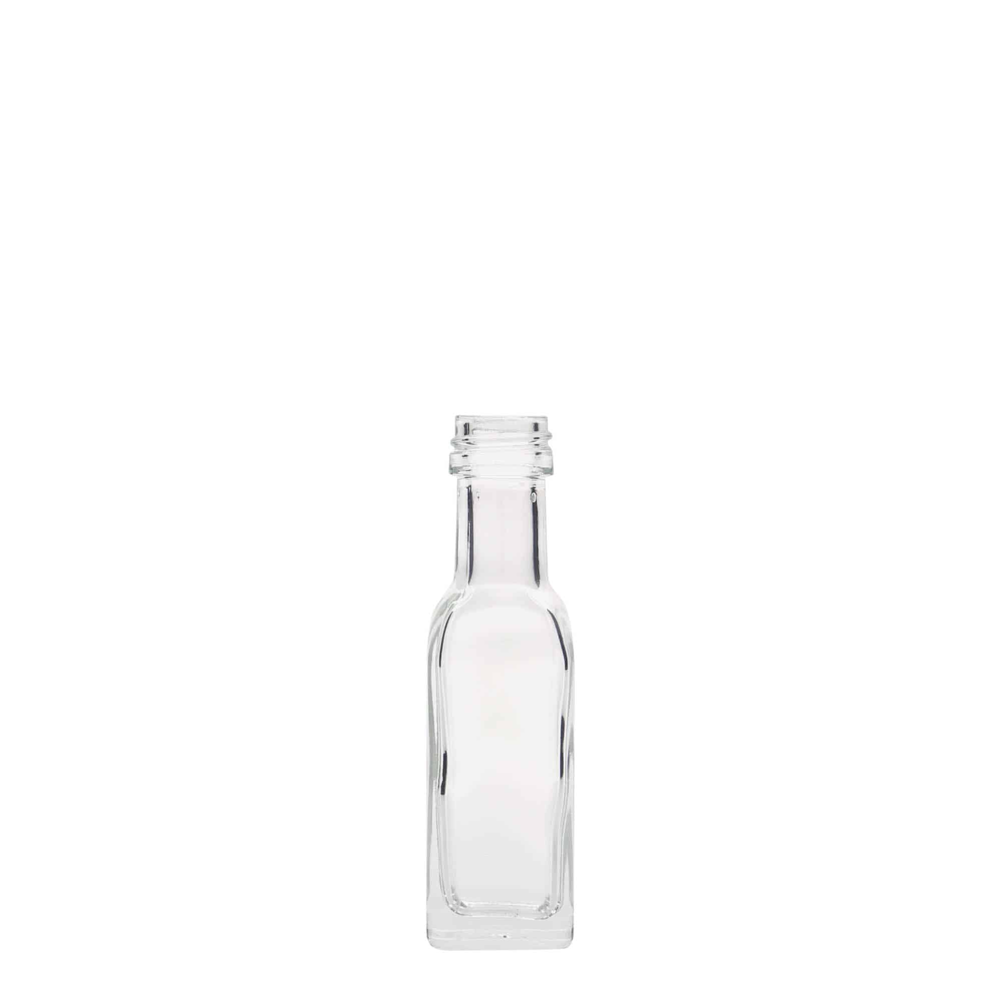 20 ml butelka szklana 'Marasca', kwadratowa, zamknięcie: PP 18