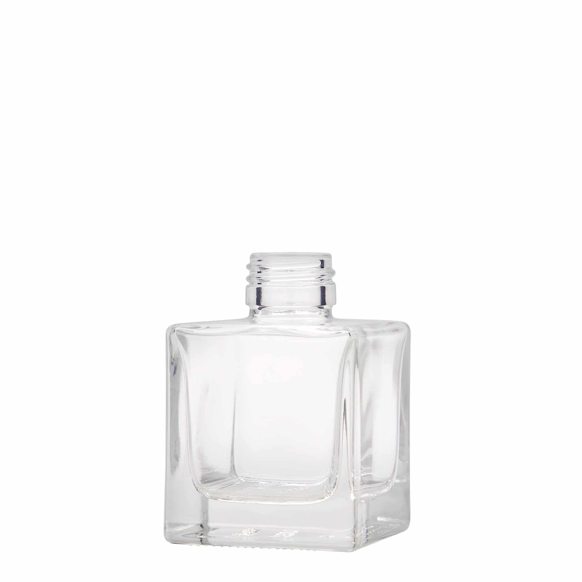 100 ml butelka szklana 'Cube', kwadratowa, zamknięcie: PP 28