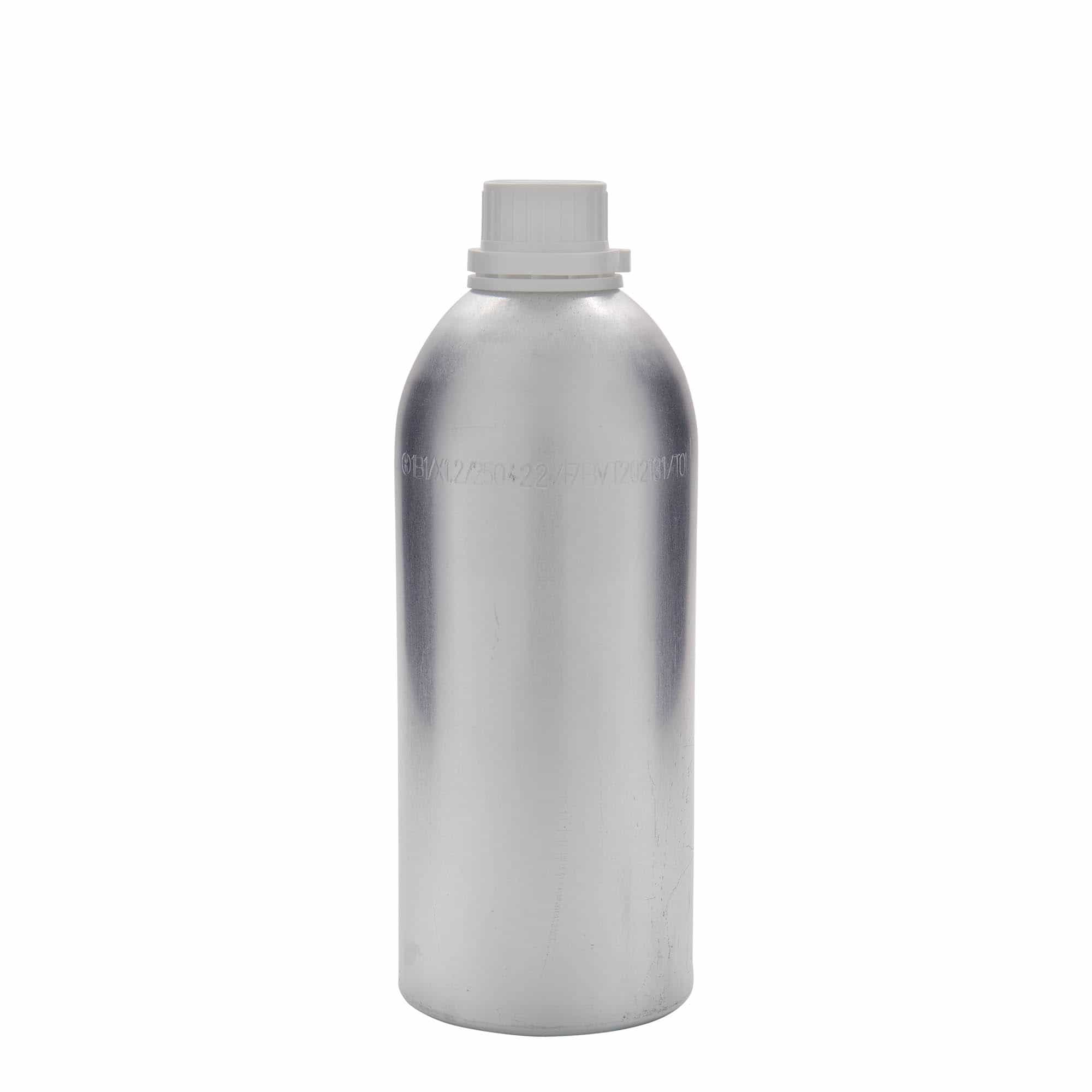 1100 ml butelka aluminiowa, metalowa, kolor srebrny, zamknięcie: DIN 32