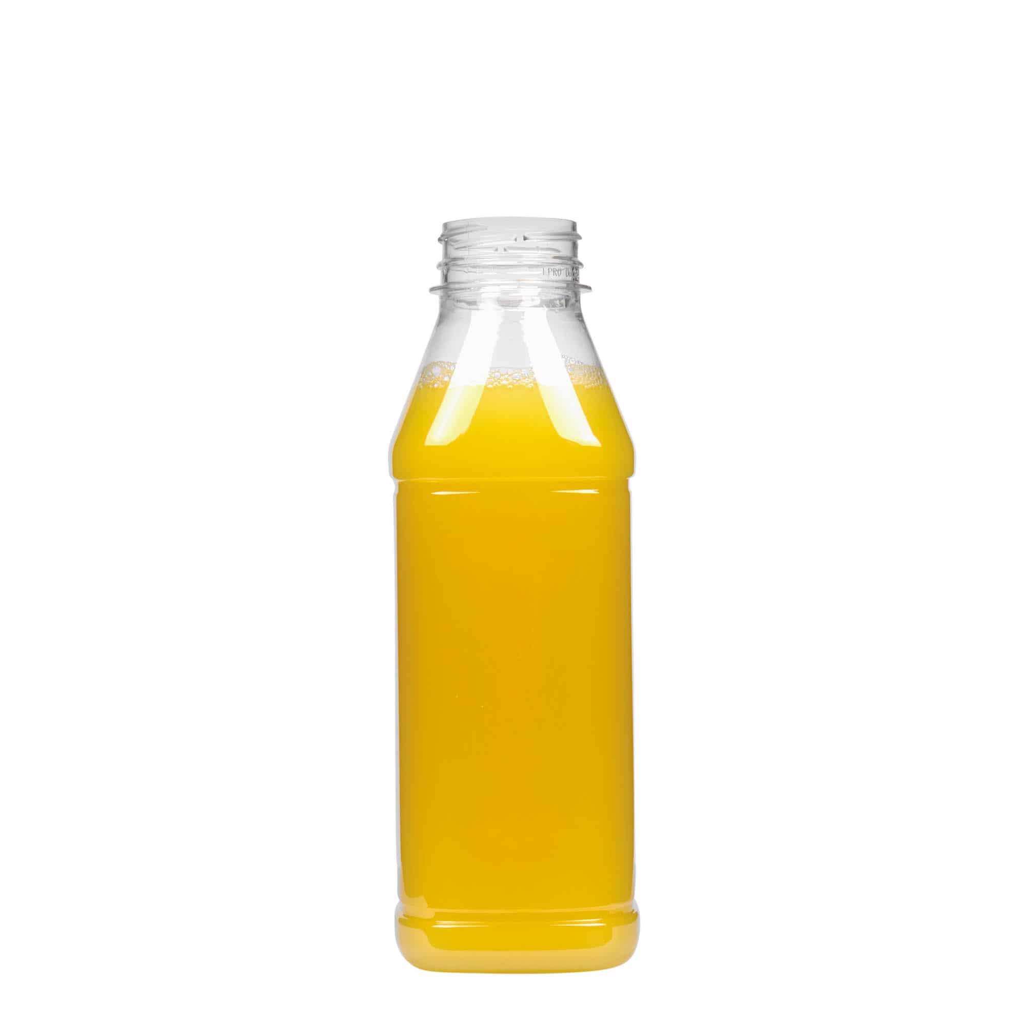 500 ml butelka PET 'Milk and Juice Carre', kwadratowa, tworzywo sztuczne, zamknięcie: 38 mm