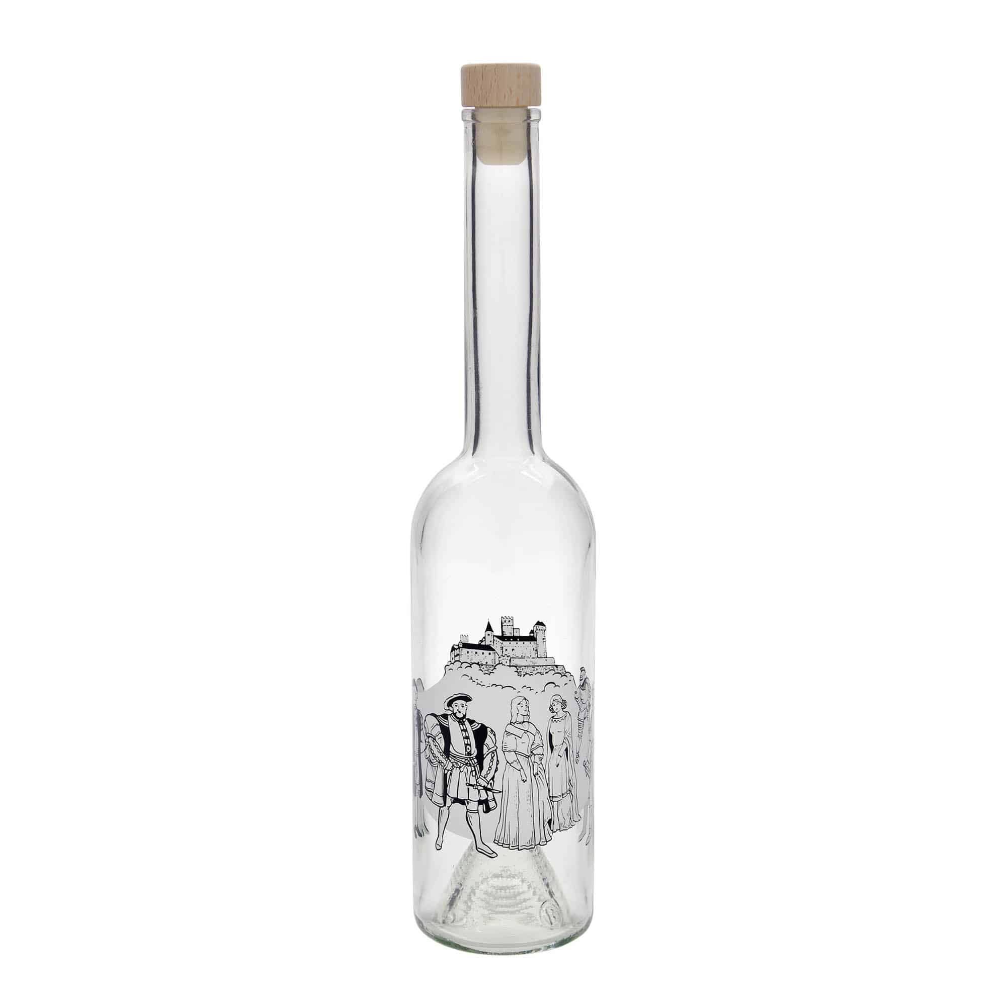 500 ml butelka szklana 'Opera', wzór: średniowiecze, zamknięcie: korek