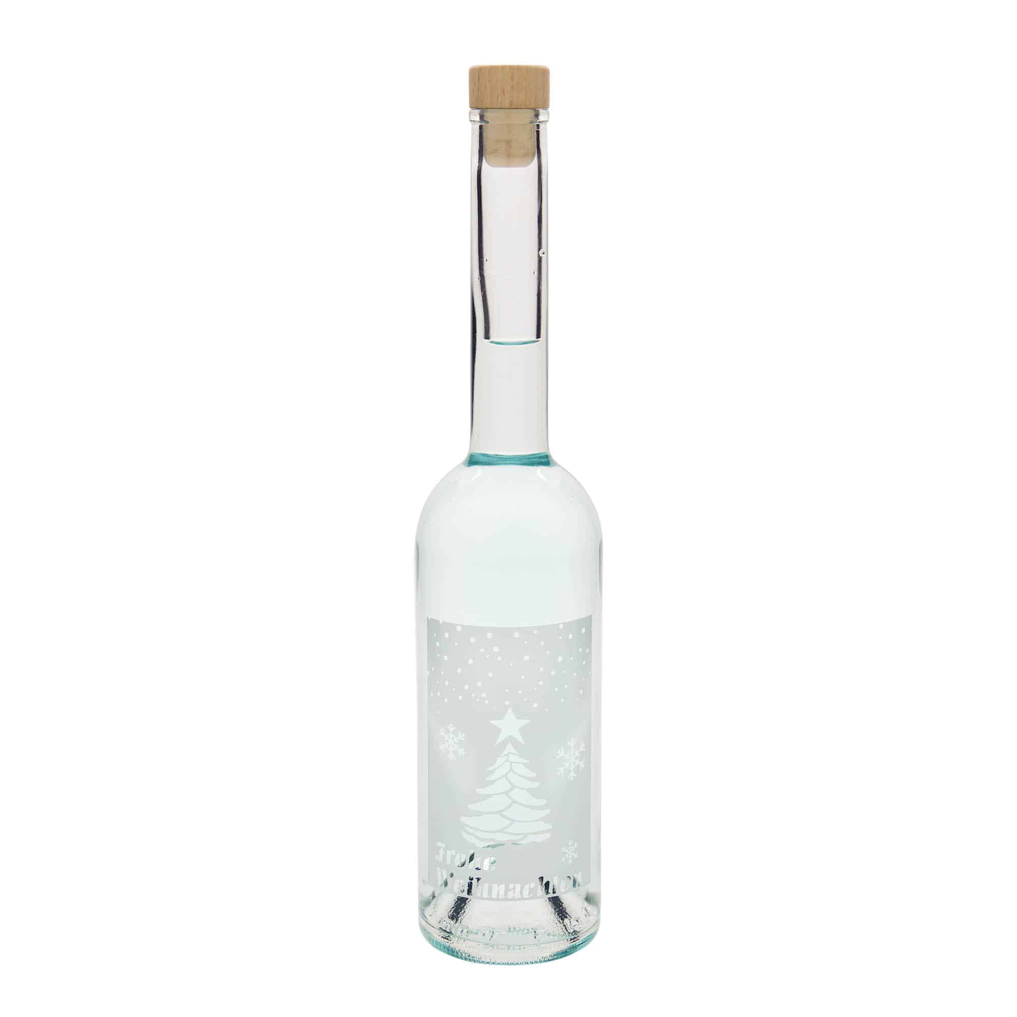 500 ml butelka szklana 'Opera', wzór: białe święta, zamknięcie: korek