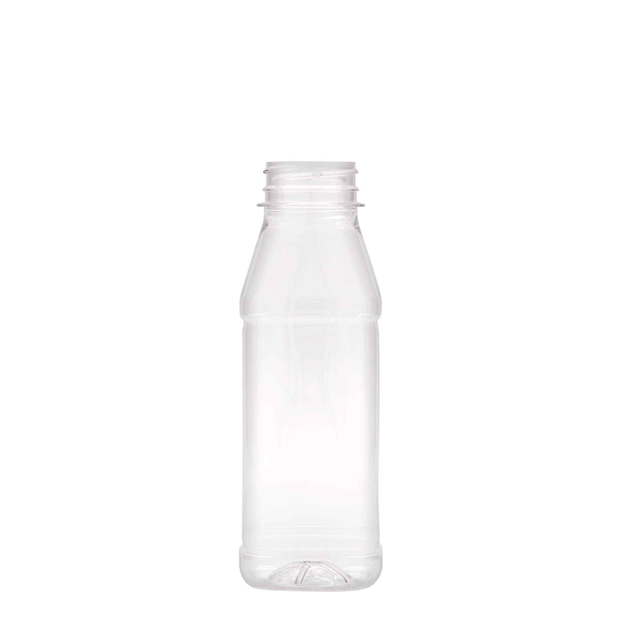 330 ml butelka PET 'Milk and Juice Carre', kwadratowa, tworzywo sztuczne, zamknięcie: 38 mm