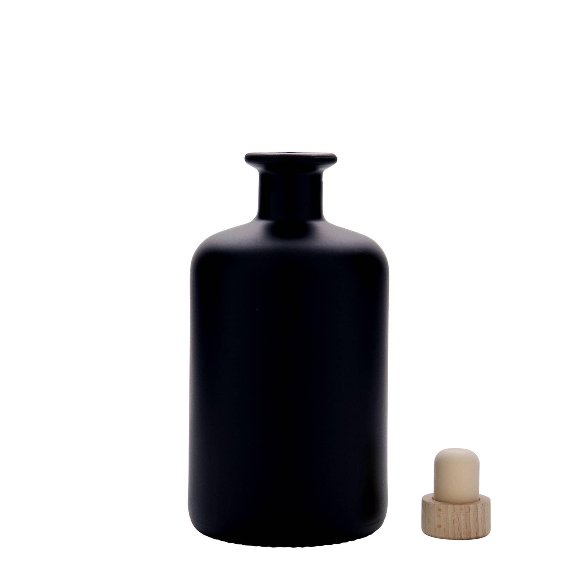 500 ml butelka szklana apteczna, czarna, zamknięcie: korek