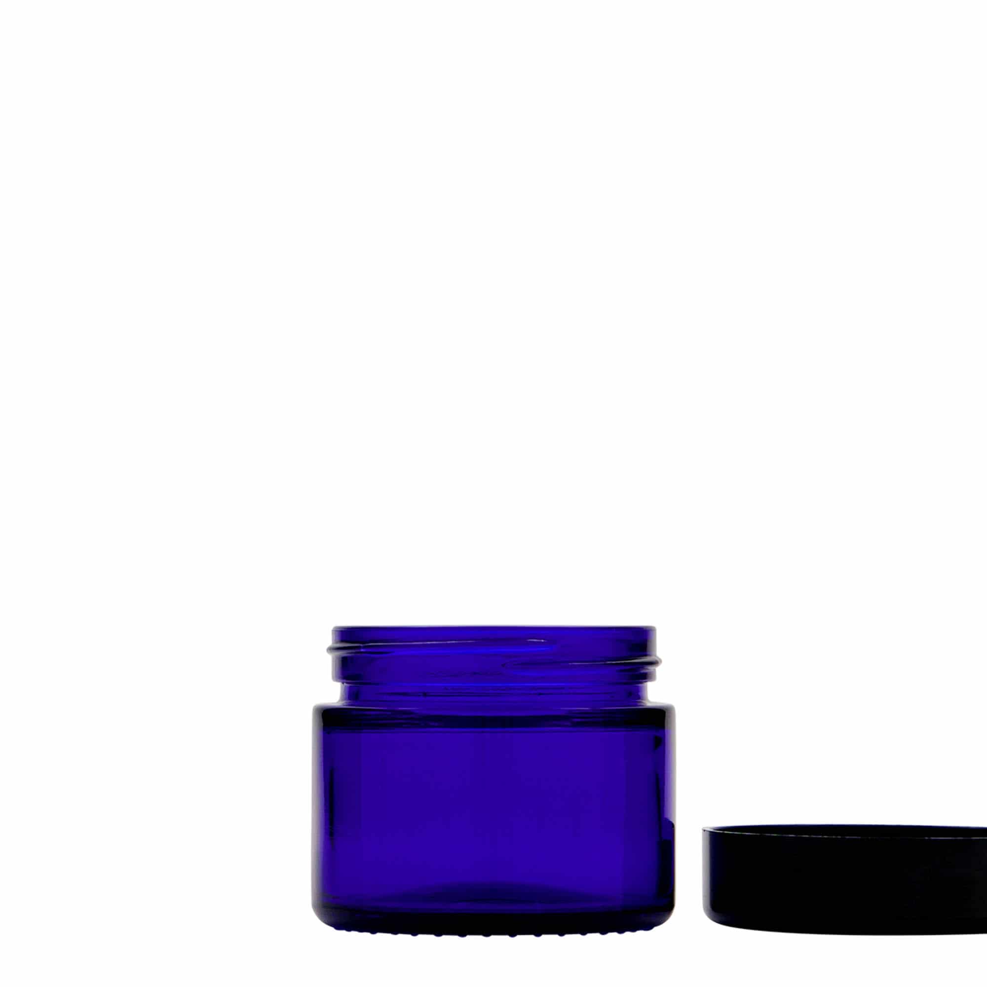 50 ml pojemnik na kosmetyki 'Blue Edition', szkło, kolor błękit królewski, zamknięcie: zakrętka