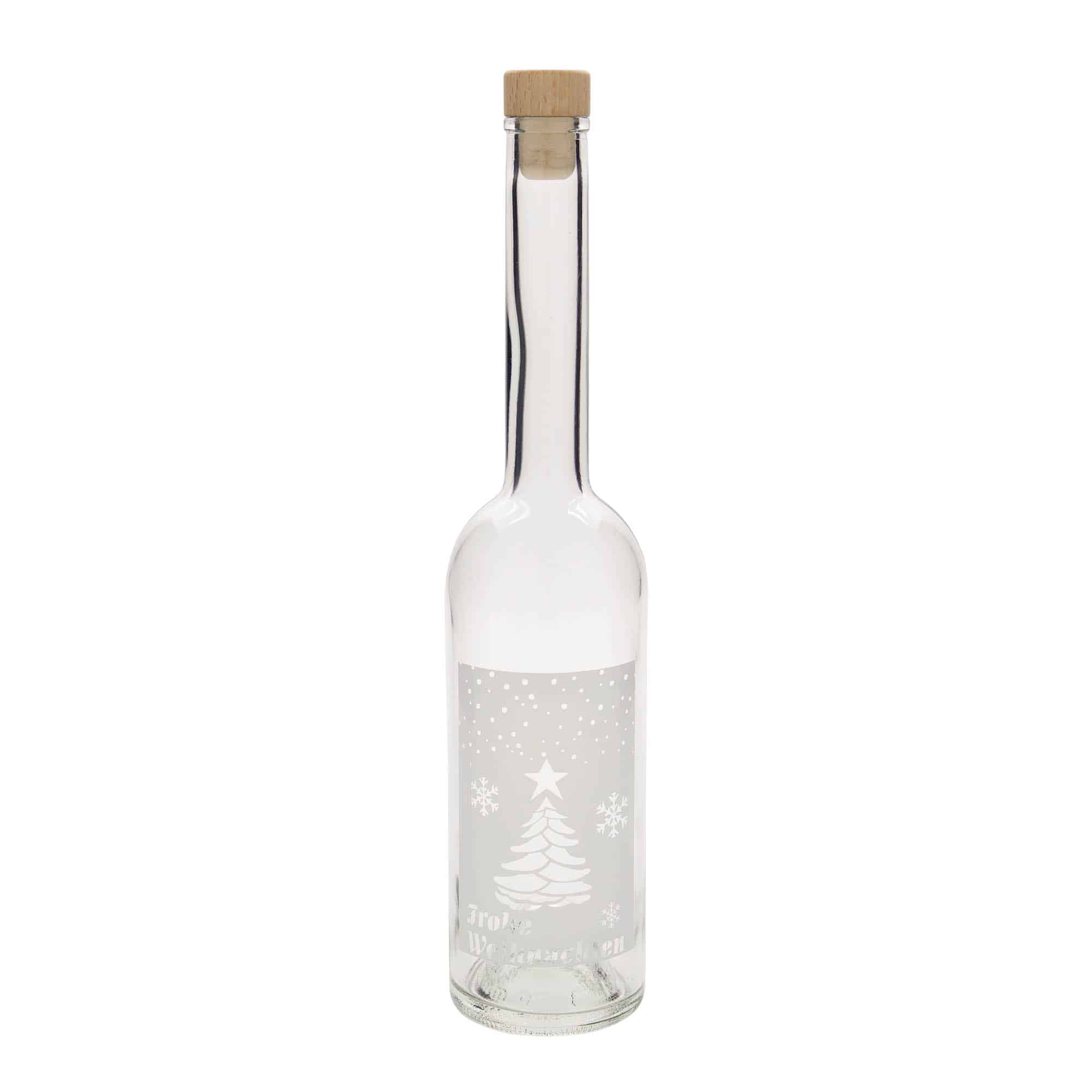 500 ml butelka szklana 'Opera', wzór: białe święta, zamknięcie: korek