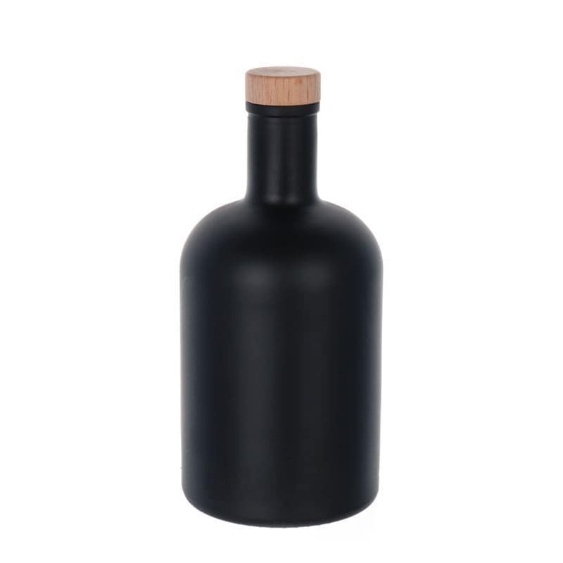 700 ml butelka szklana 'Gerardino', kolor czarny, zamknięcie: korek
