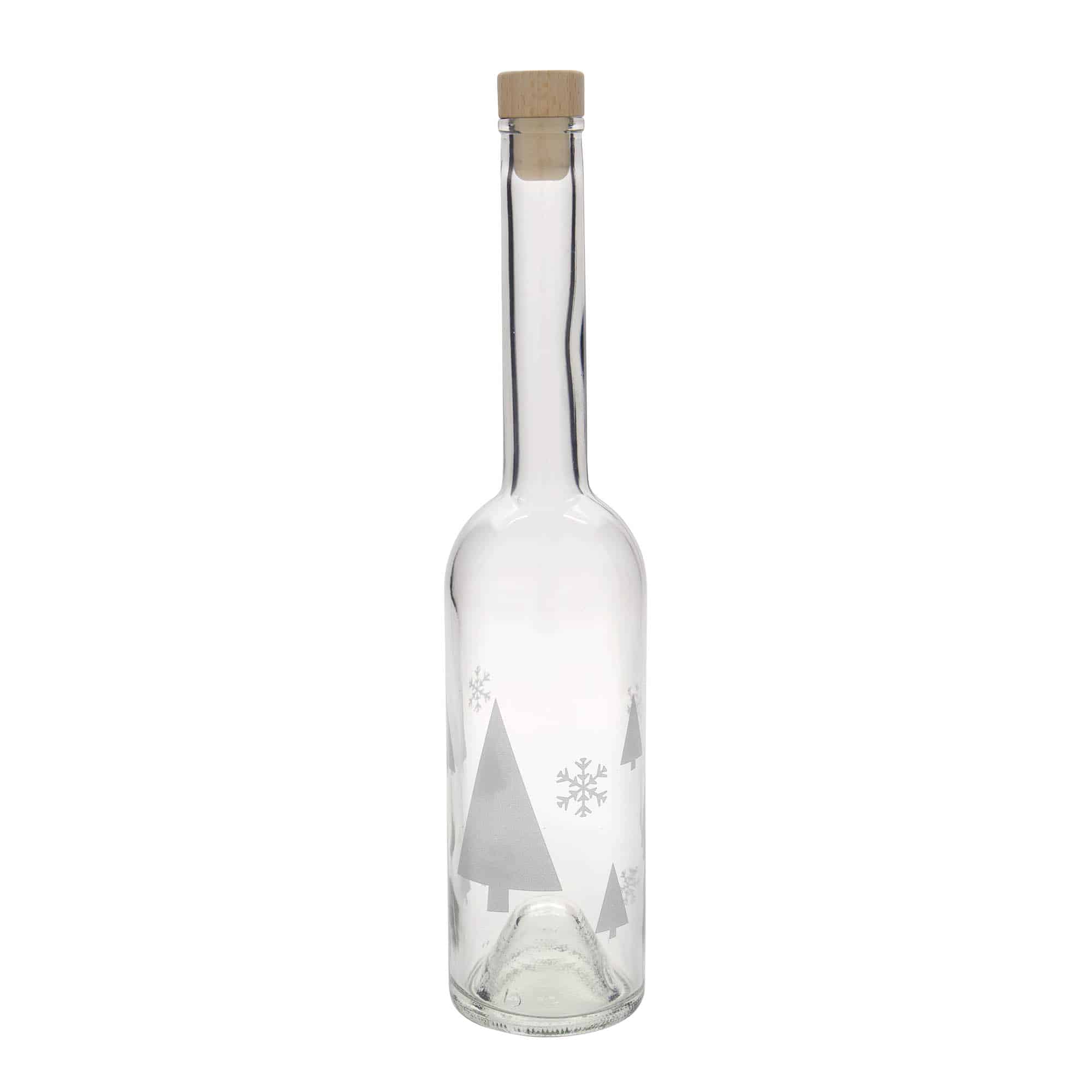 500 ml butelka szklana 'Opera', wzór: płatki śniegu, zamknięcie: korek