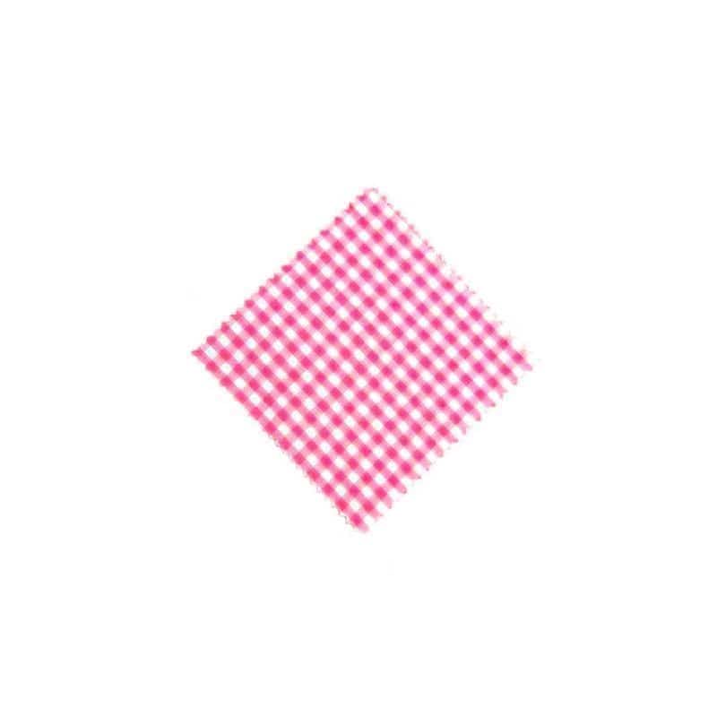 Kapturek na słoik w kratkę 12x12, kwadratowy, materiał tekstylny, kolor różowy, zamknięcie: TO38-TO53