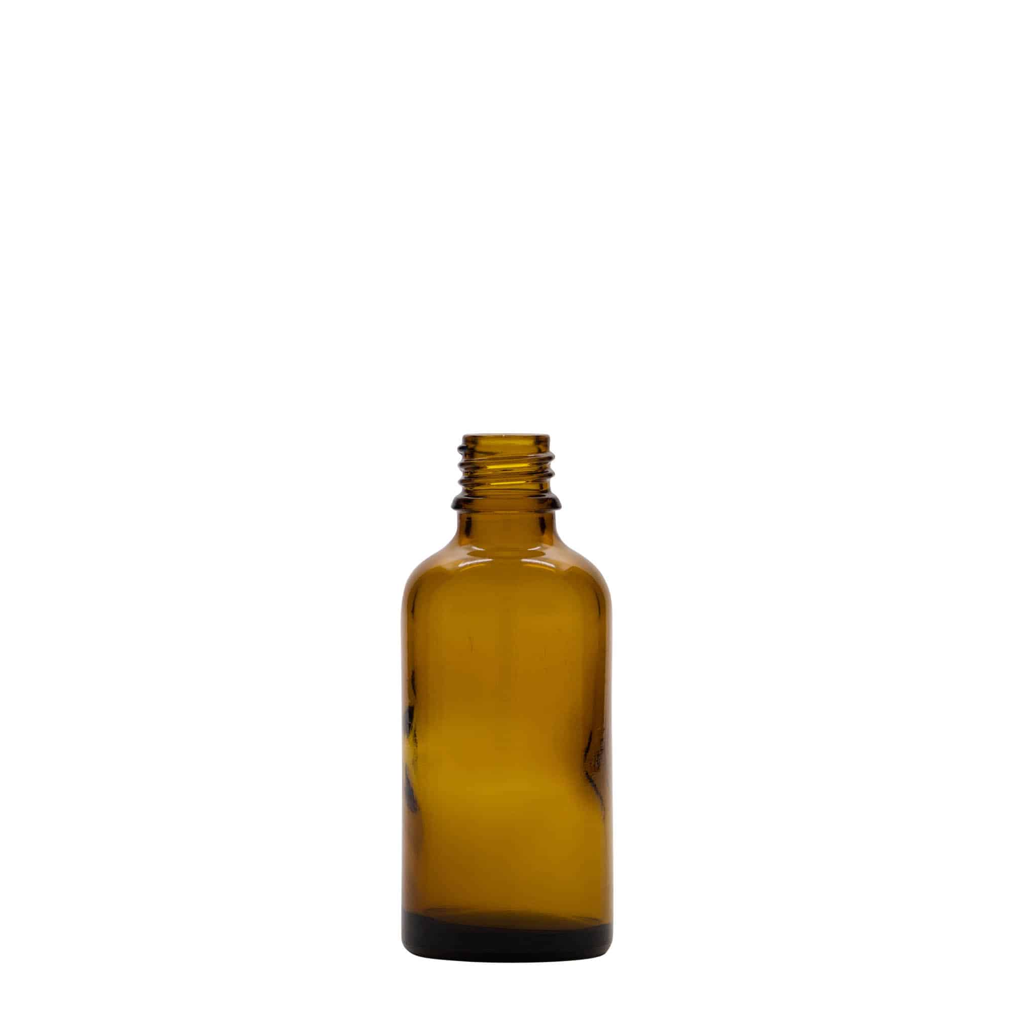 50 ml butelka farmaceutyczna, szkło, kolor brązowy, zamknięcie: DIN 18