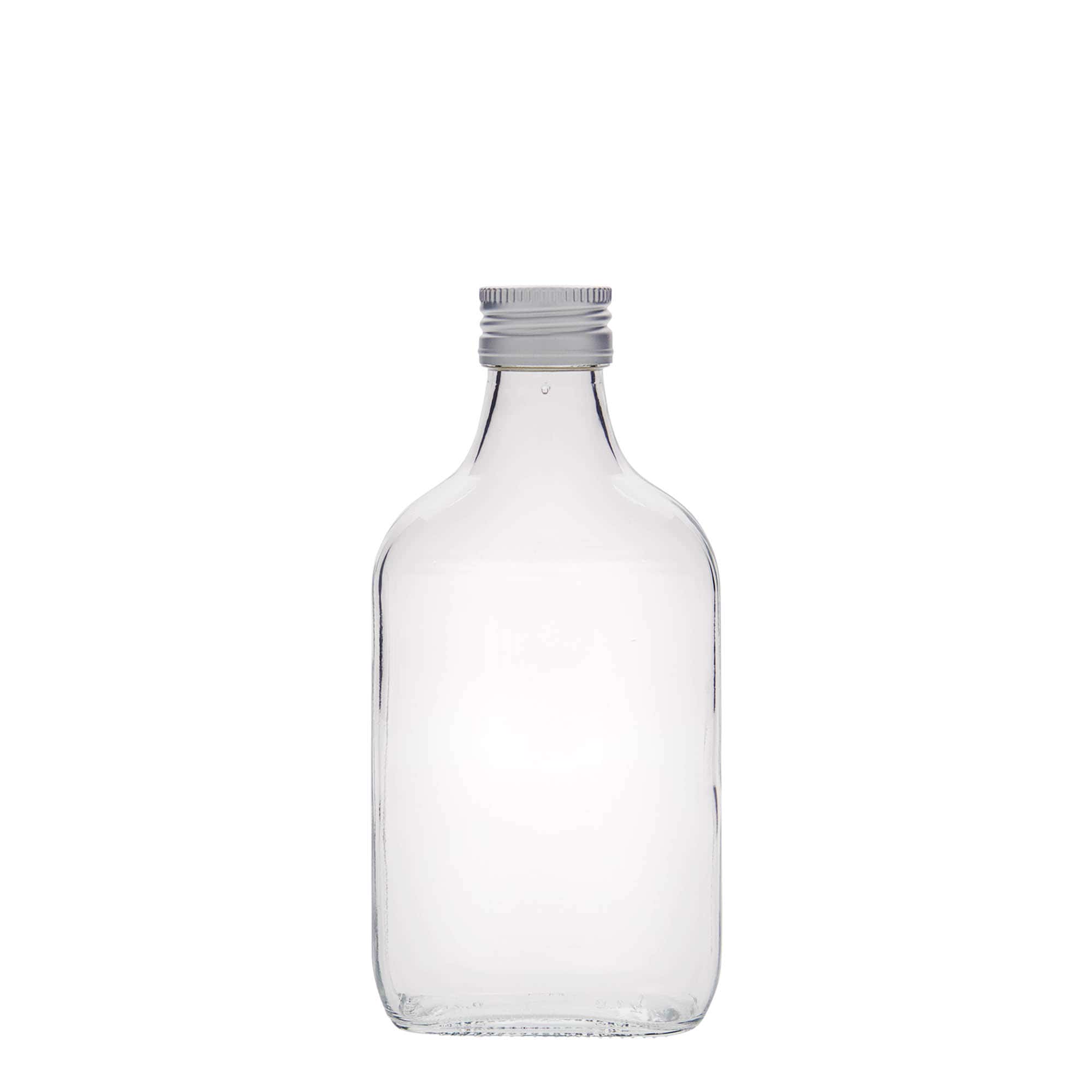 200 ml butelka piersiówka, prostokątna, szkło, zamknięcie: PP 28