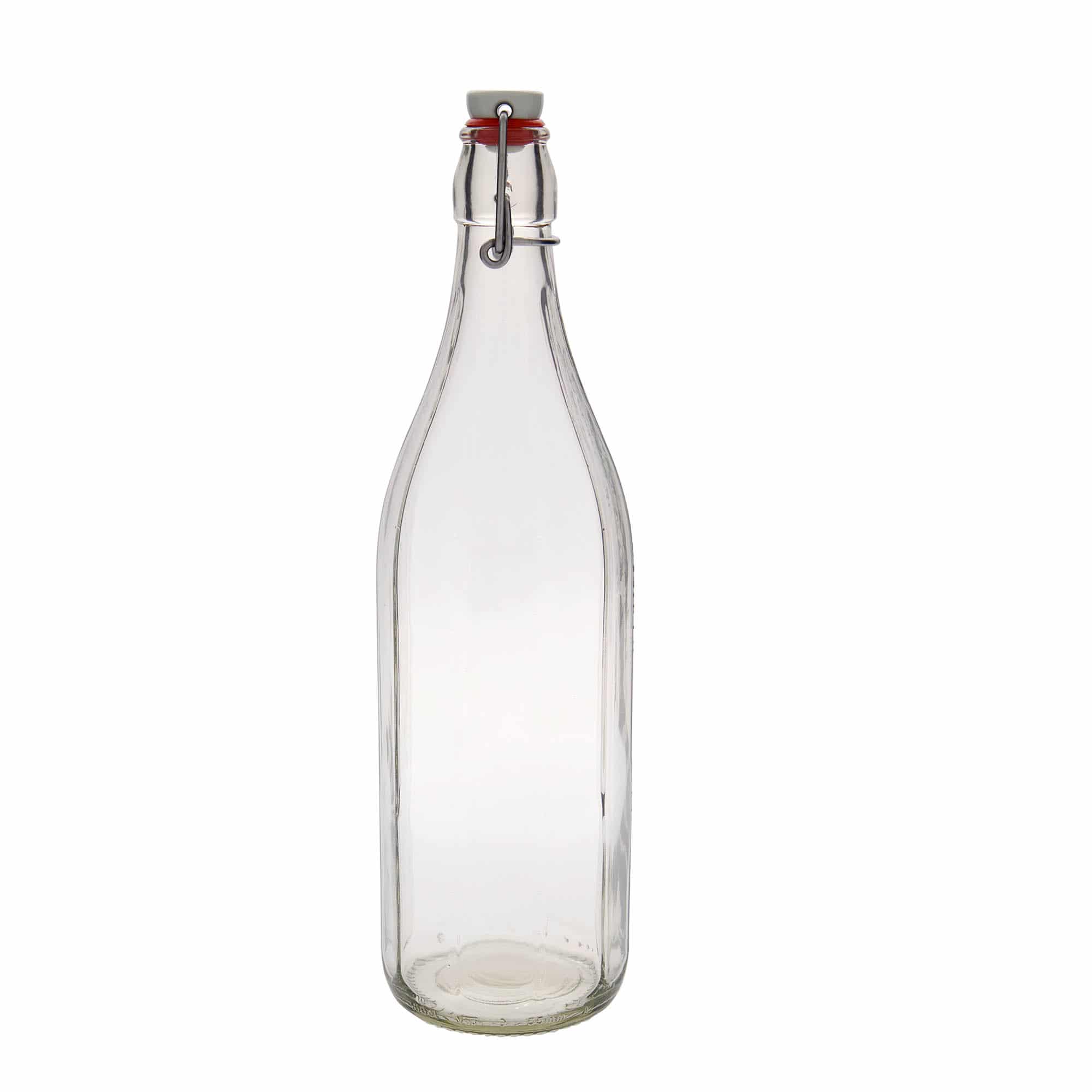 1000 ml butelka szklana 'Bravo', dziesięciokątna, zamknięcie: Zamknięcie pałąkowe