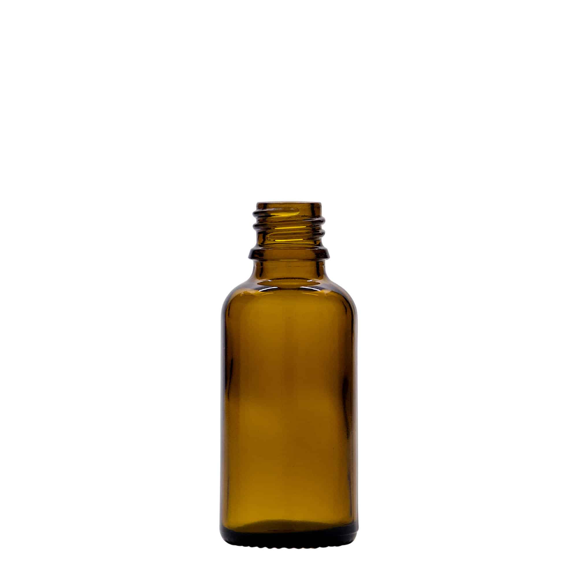 30 ml butelka farmaceutyczna z pompką do emulsji, szkło, kolor brązowy, zamknięcie: DIN 18